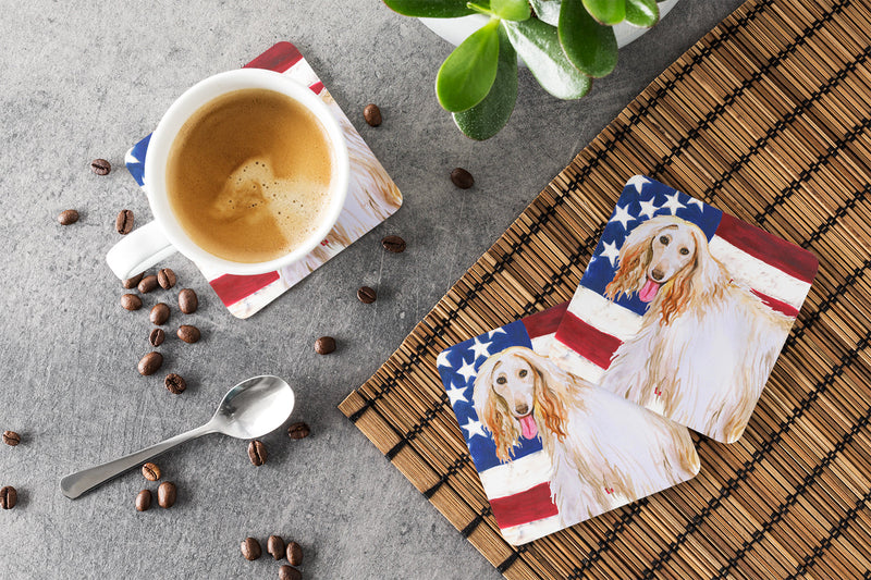 Afghan Hound Patriotic Foam Coaster Set of 4 BB9702FC