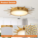 25 Inch Dana Vintage Golden Sunburst Flush Mount LED Light