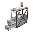 Parrot Uncle Tables for Sofa Industrial Wash Grey 2-Drawer Chairside End Table with USB Charging