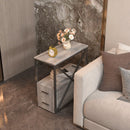 Parrot Uncle Tables for Sofa Industrial Wash Grey 2-Drawer Chairside End Table with USB Charging