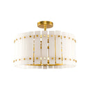 4-Light Modern Drum Marble Semi Flush Mount Ceiling Light