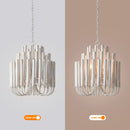 20 Inch Borg 5-Light White Wooden Chandelier
