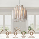 20 Inch Borg 5-Light White Wooden Chandelier
