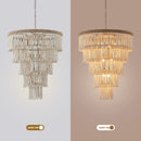 32 Inch Nelly 9-Light Bohemia Wood Beaded Chandelier