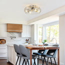 20 Inch Silver Flush Mount Ceiling Fan with Light APP and Remote Control
