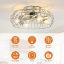 20 Inch Silver Flush Mount Ceiling Fan with Light APP and Remote Control