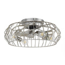 20 Inch Silver Flush Mount Ceiling Fan with Light APP and Remote Control