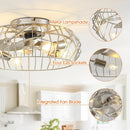 20 Inch Silver Flush Mount Ceiling Fan with Light APP and Remote Control