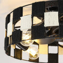 18 Inch Black Industrial Flush Mount Ceiling Fan with Light APP and Remote Control