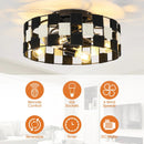 18 Inch Black Industrial Flush Mount Ceiling Fan with Light APP and Remote Control