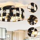 18 Inch Black Industrial Flush Mount Ceiling Fan with Light APP and Remote Control