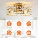 18 Inch Golden Farmhouse Wooden Beads Flush Mount Ceiling Fan with APP and Remote Control