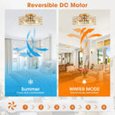 18 Inch Golden Farmhouse Wooden Beads Flush Mount Ceiling Fan with APP and Remote Control