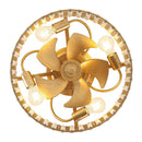 18 Inch Golden Farmhouse Wooden Beads Flush Mount Ceiling Fan with APP and Remote Control