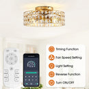 18 Inch Golden Farmhouse Wooden Beads Flush Mount Ceiling Fan with APP and Remote Control