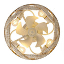 20 Inch White Farmhouse Handmade Wooden Beads Flush Mount Ceiling Fan with APP Remote Control and Lighting