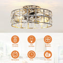 18 Inch Retro Silver Crystal Flush Mount Ceiling Fan with APP Remote Control and Lighting