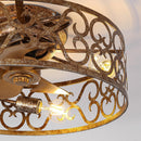 18 Inch Vintage Distressed Golden Industrial Flush Mount Ceiling Fan with Light APP and Remote Control