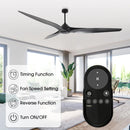 100 Inch Simon Black IP44 Outdoor Downrod Mount Ceiling Fan with Remote Control