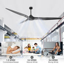 100 Inch Simon Black IP44 Outdoor Downrod Mount Ceiling Fan with Remote Control