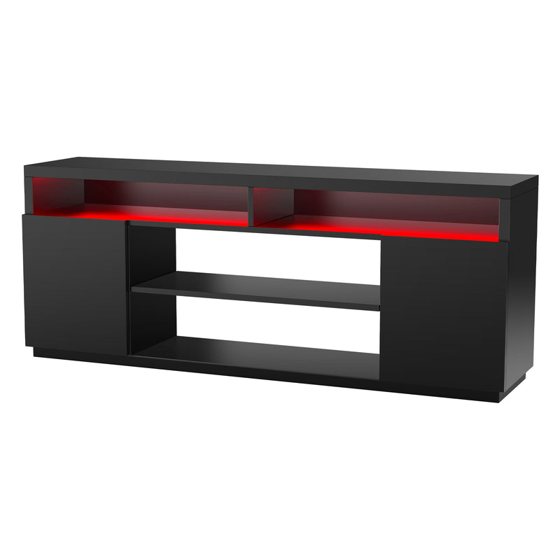 Modern 68 Inch TV Stand Media Console with LED Lights for Living Room