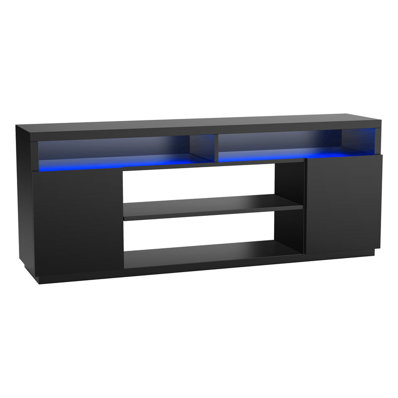 Modern 68 Inch TV Stand Media Console with LED Lights for Living Room