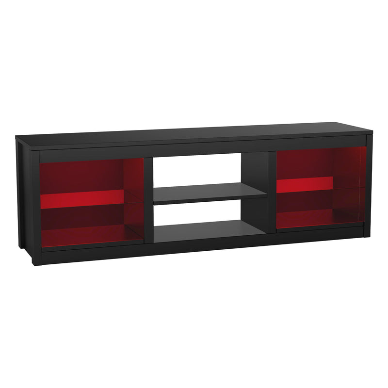 66" Modern LED TV Stand Entertainment Center with Glass Shelves for Living Room