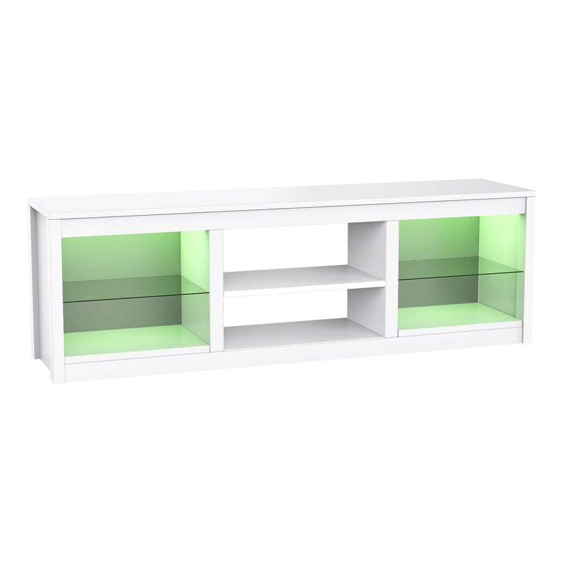 66" Modern LED TV Stand Entertainment Center with Glass Shelves for Living Room