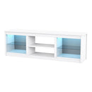 66" Modern LED TV Stand Entertainment Center with Glass Shelves for Living Room