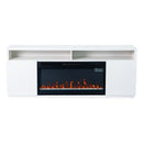 Modern 68" LED TV Stand with 36" Insert Opening Electric Fireplace for Living Room in Black or White