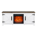 Modern White Electric Fireplace TV Stand For 58 Inch TV Storage Cabinet For Living Room