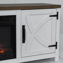 Modern White Electric Fireplace TV Stand For 58 Inch TV Storage Cabinet For Living Room