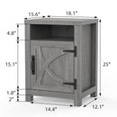 18" Solid Wood Farmhouse Nightstand for Bedroom in Brown or Grey or White