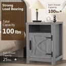 18" Solid Wood Farmhouse Nightstand for Bedroom in Brown or Grey or White