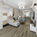SPC Laminate Flooring Grey Stone - 0.26" Thickness, Enhenced Bevel - 1.5mm Pad Attached-Super protect - DC Collection living room view