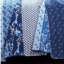 Full/Queen Navy White Light Blue Boho Floral Birds Reversible Quilt Set