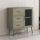 Parrot Uncle Storage Shelves Industrial Wooden 3-Drawer Entryway Console Table with Metal Mesh Door