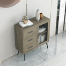 Parrot Uncle Storage Shelves Industrial Wooden 3-Drawer Entryway Console Table with Metal Mesh Door