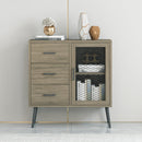 Parrot Uncle Storage Shelves Industrial Wooden 3-Drawer Entryway Console Table with Metal Mesh Door