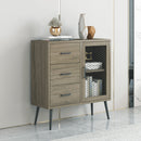 Parrot Uncle Storage Shelves Industrial Wooden 3-Drawer Entryway Console Table with Metal Mesh Door