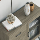 Parrot Uncle Storage Shelves Industrial Wooden 3-Drawer Entryway Console Table with Metal Mesh Door