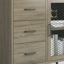 Parrot Uncle Storage Shelves Industrial Wooden 3-Drawer Entryway Console Table with Metal Mesh Door