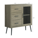 Parrot Uncle Storage Shelves Industrial Wooden 3-Drawer Entryway Console Table with Metal Mesh Door