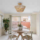 Farmhouse 2-Light Flush Mount Lighting with Rattan Rope