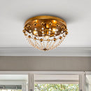 3-Light Golden Bohemian LED Modern Flush Mount Lighting
