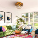 3-Light Golden Bohemian LED Modern Flush Mount Lighting