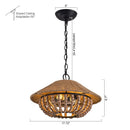 2-Light Farmhouse Pendant Light with Wood Beads