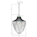 Antique White Bedroom 3-Light Chandelier Light with Wood Beads