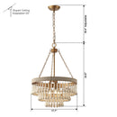 3-Light Bohemian Farmhouse White Wood Bead Drum Chandelier