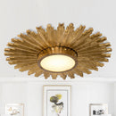 Golden Sunburst 2 Light Flush Mount Lighting